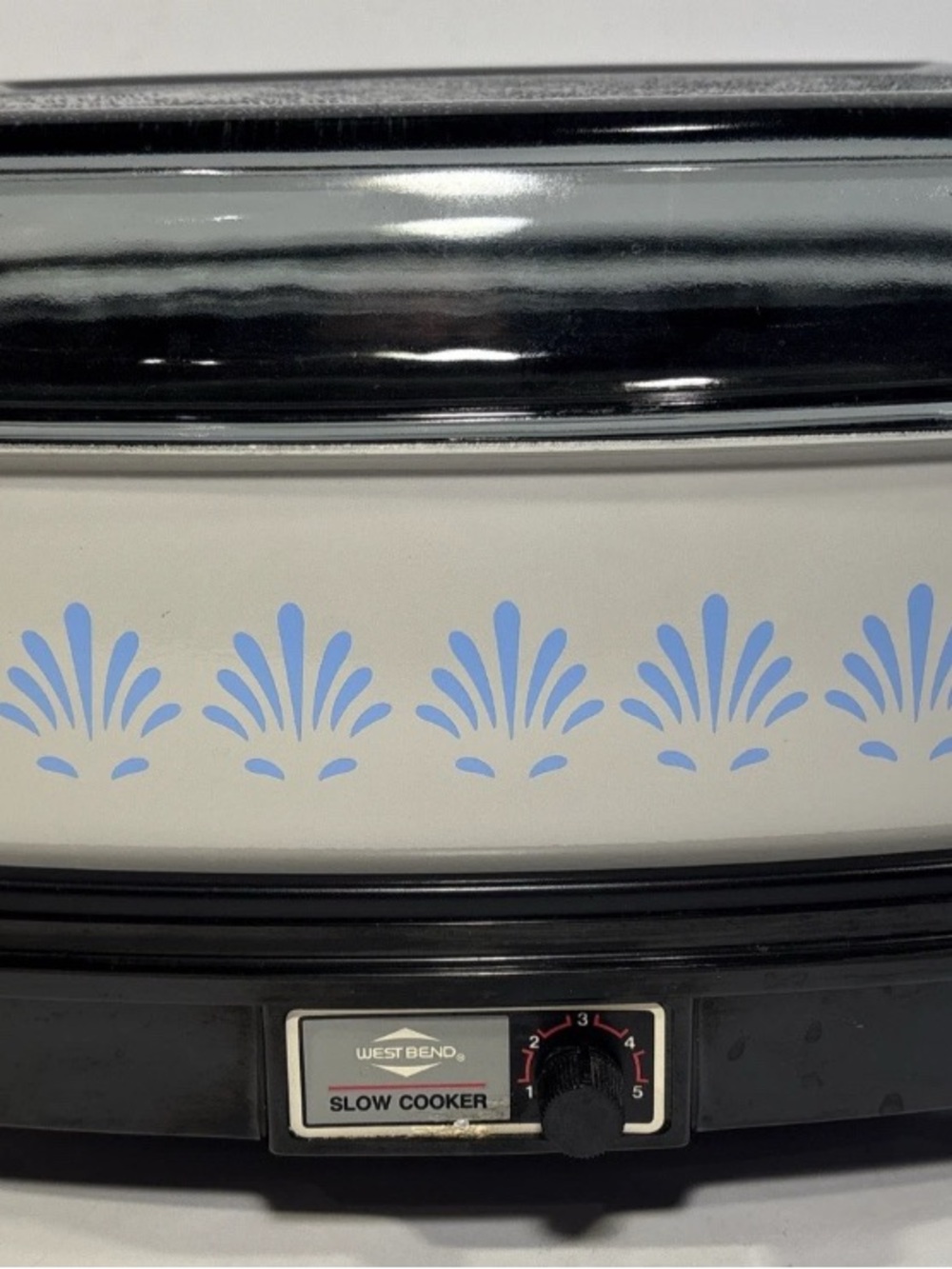Vintage West Bend Vintage Slow Cooker with Blue Floral Motif